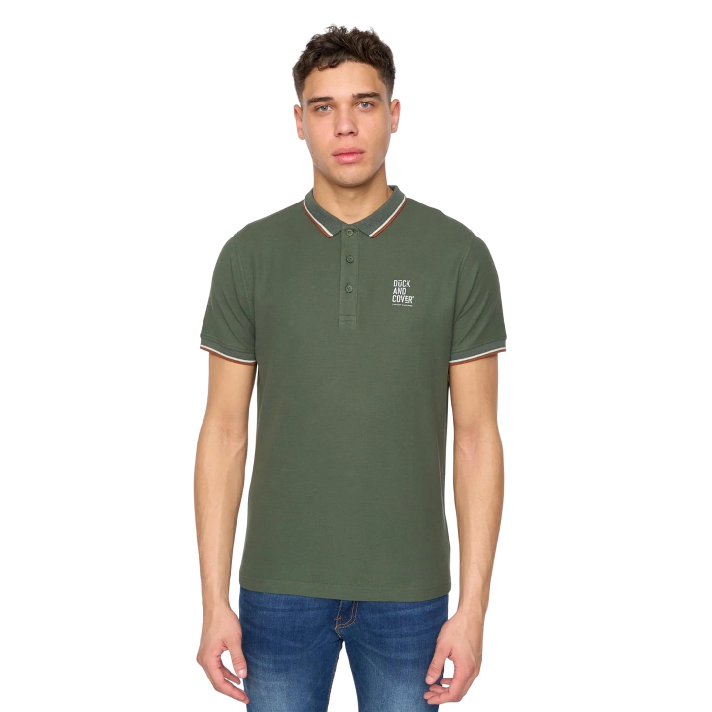 Khaki Green - Front - Duck and Cover Mens Melports Polo Shirt