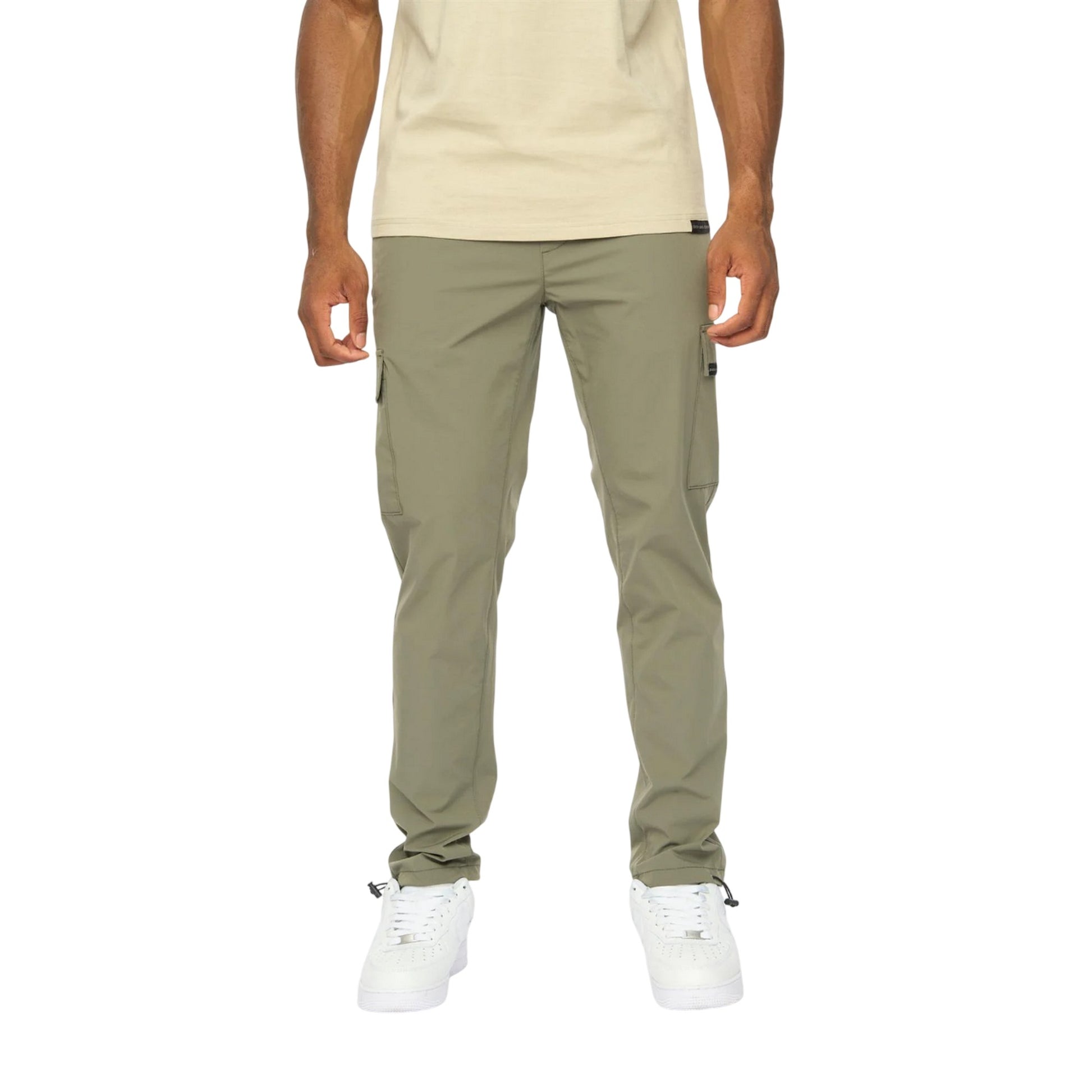 Olive - Front - Duck and Cover Mens Clatslare Combat Trousers