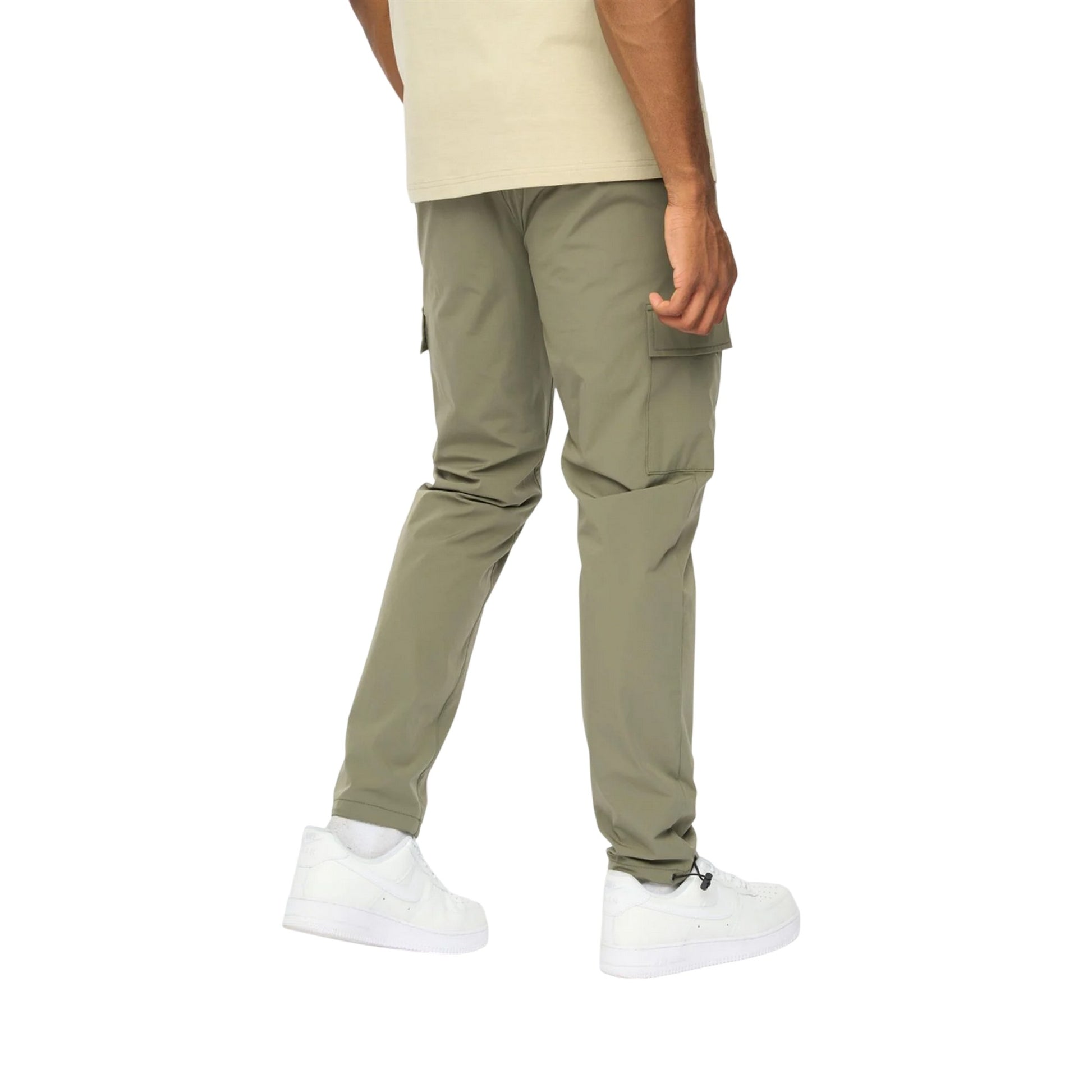 Olive - Back - Duck and Cover Mens Clatslare Combat Trousers