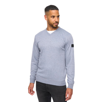 Grey Marl - Front - Bewley & Ritch Mens Tinworth V Neck Jumper