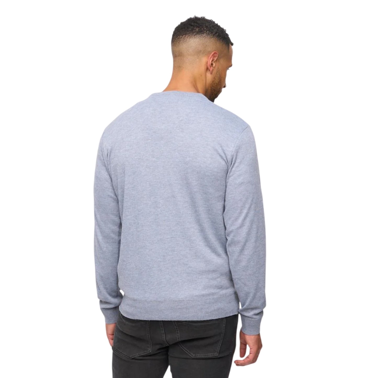 Grey Marl - Back - Bewley & Ritch Mens Tinworth V Neck Jumper