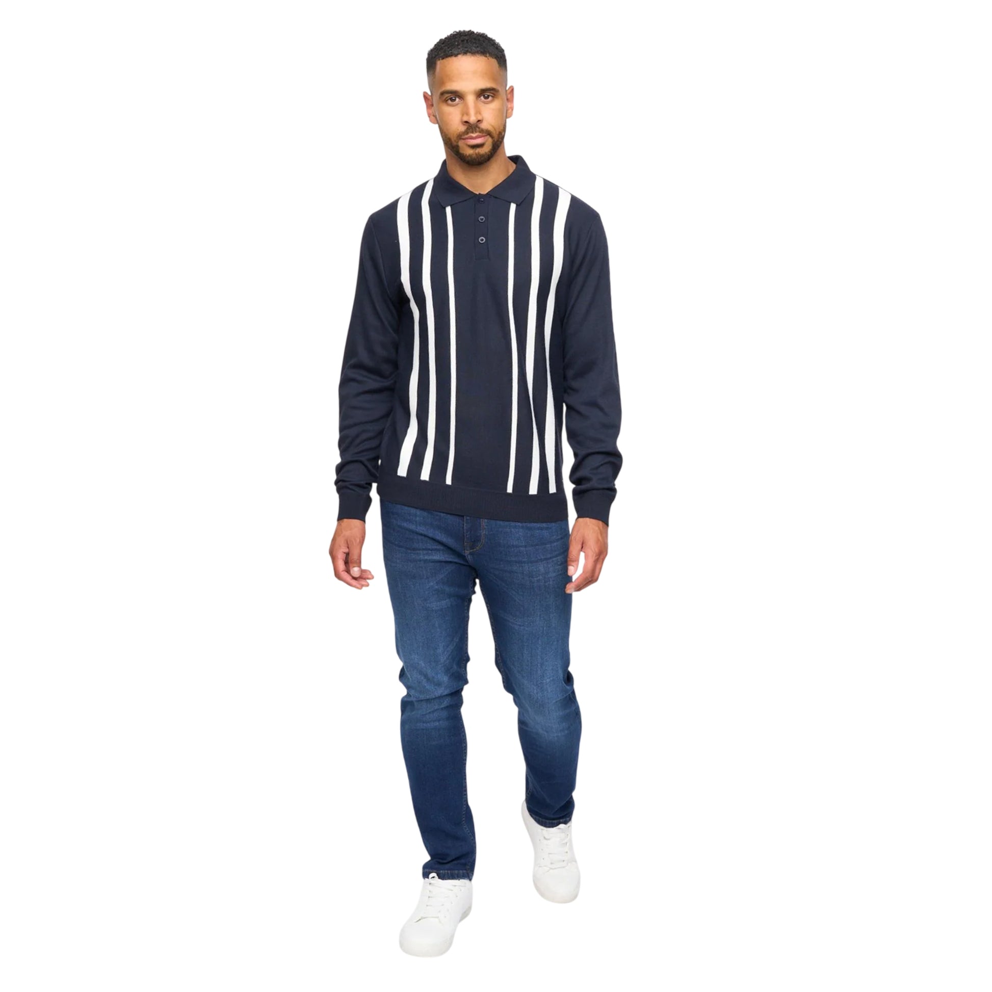 Navy-White - Side - Bewley & Ritch Mens Stalwart Polo Shirt