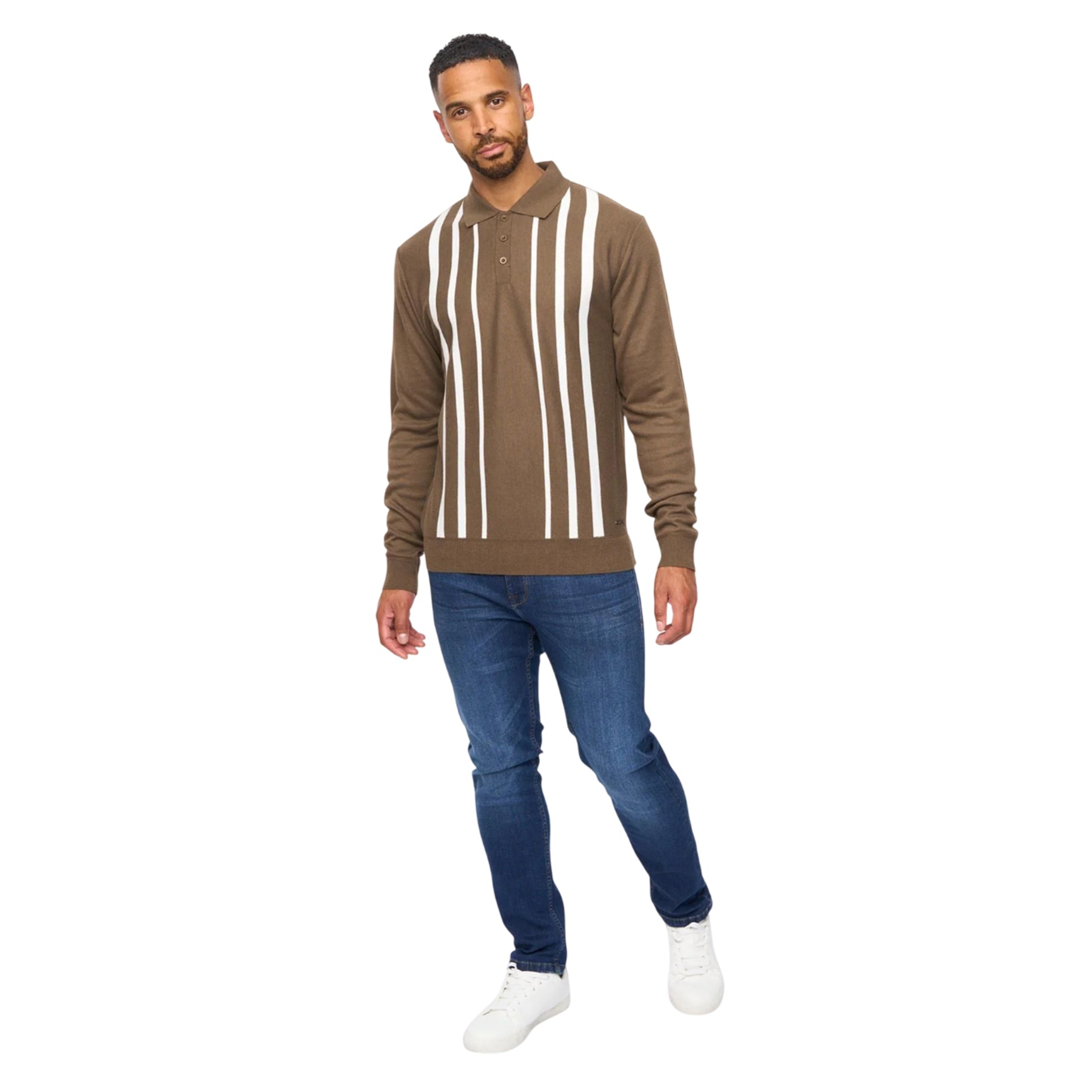 Dark Taupe-White - Side - Bewley & Ritch Mens Stalwart Polo Shirt