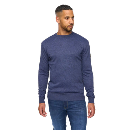 Navy Marl - Front - Bewley & Ritch Mens Pepston Crew Neck Jumper
