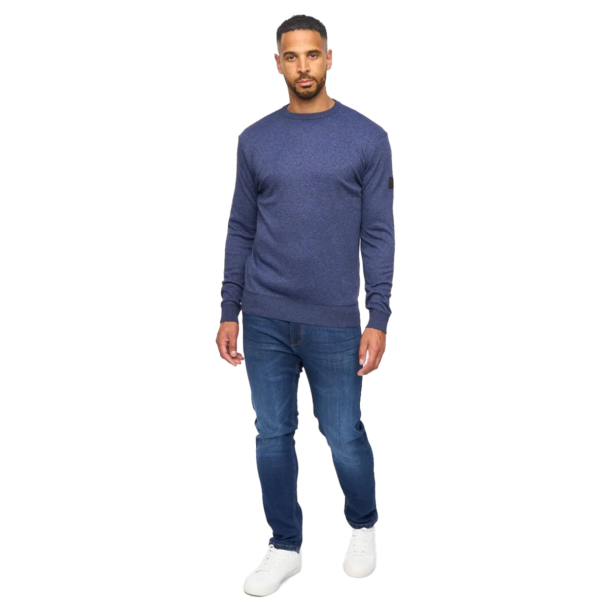 Navy Marl - Lifestyle - Bewley & Ritch Mens Pepston Crew Neck Jumper