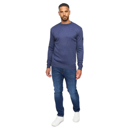 Navy Marl - Lifestyle - Bewley & Ritch Mens Pepston Crew Neck Jumper