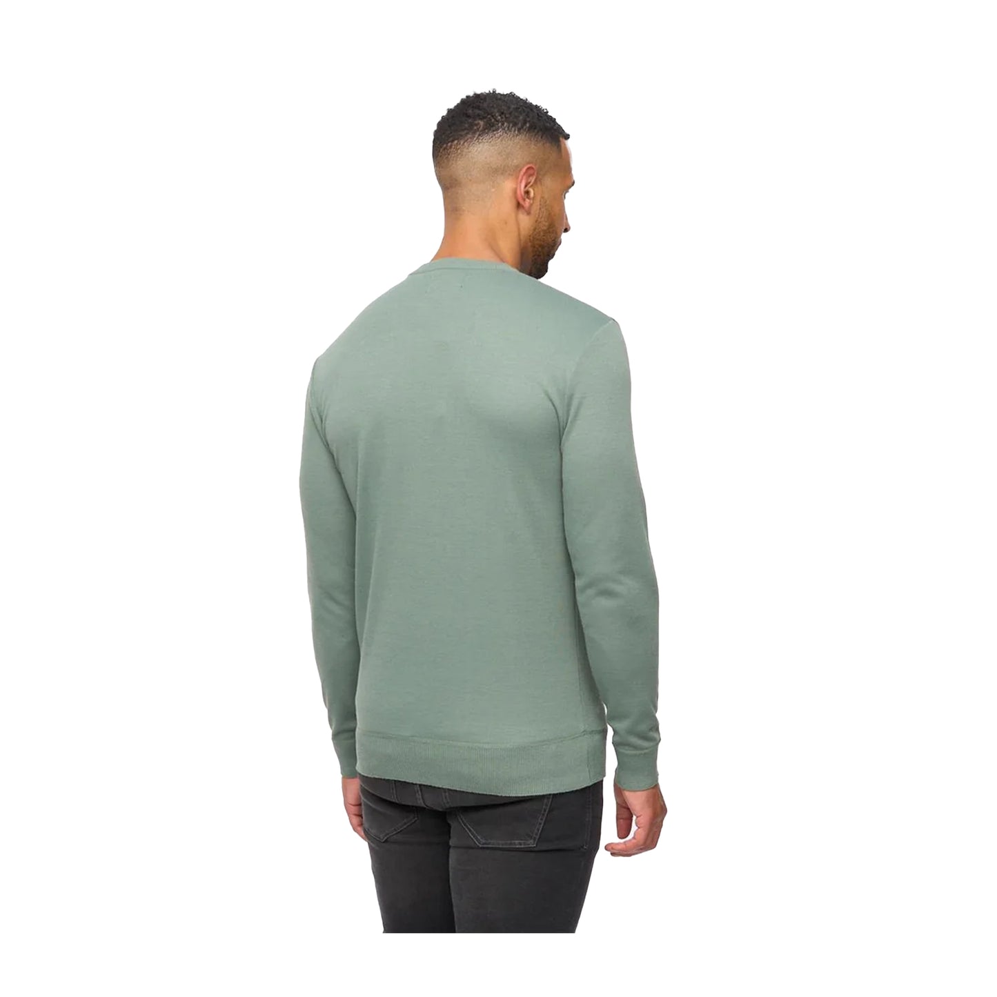 Olive - Back - Bewley & Ritch Mens Pepston Crew Neck Jumper