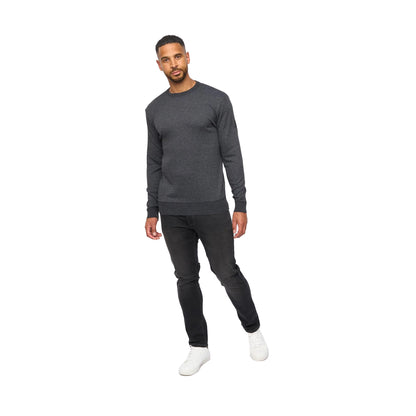 Black Marl - Pack Shot - Bewley & Ritch Mens Pepston Crew Neck Jumper