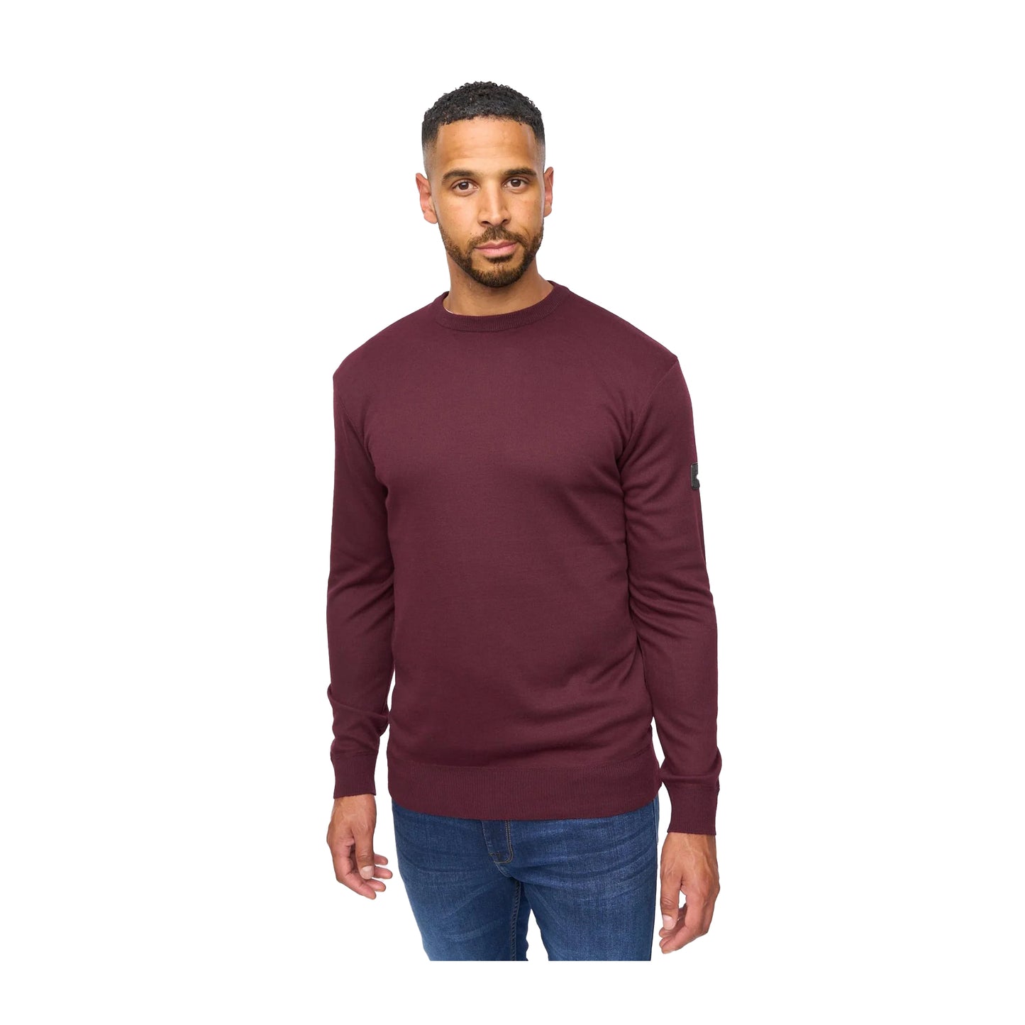 Burgundy Marl - Front - Bewley & Ritch Mens Pepston Crew Neck Jumper