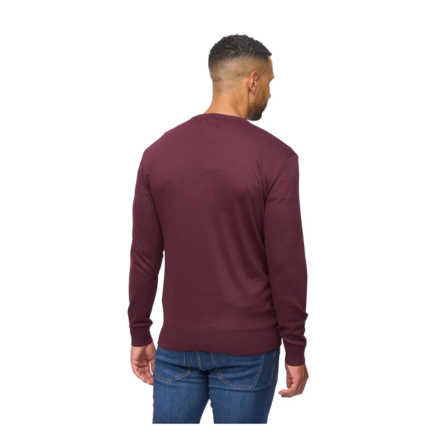 Burgundy Marl - Back - Bewley & Ritch Mens Pepston Crew Neck Jumper