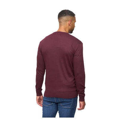 Burgundy Marl - Back - Bewley & Ritch Mens Pepston Crew Neck Jumper