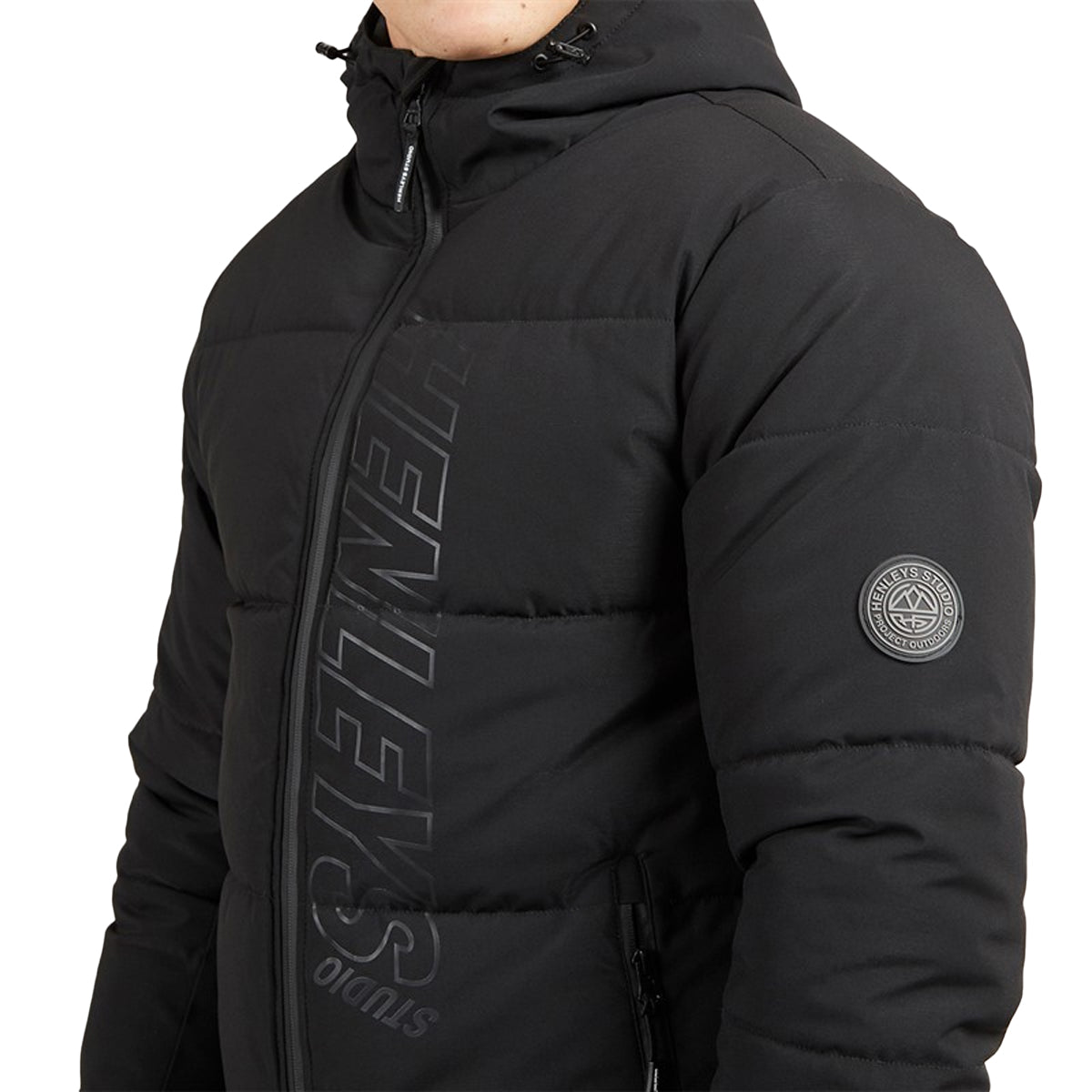 Black - Side - Henleys Mens System Ski Puffer Jacket