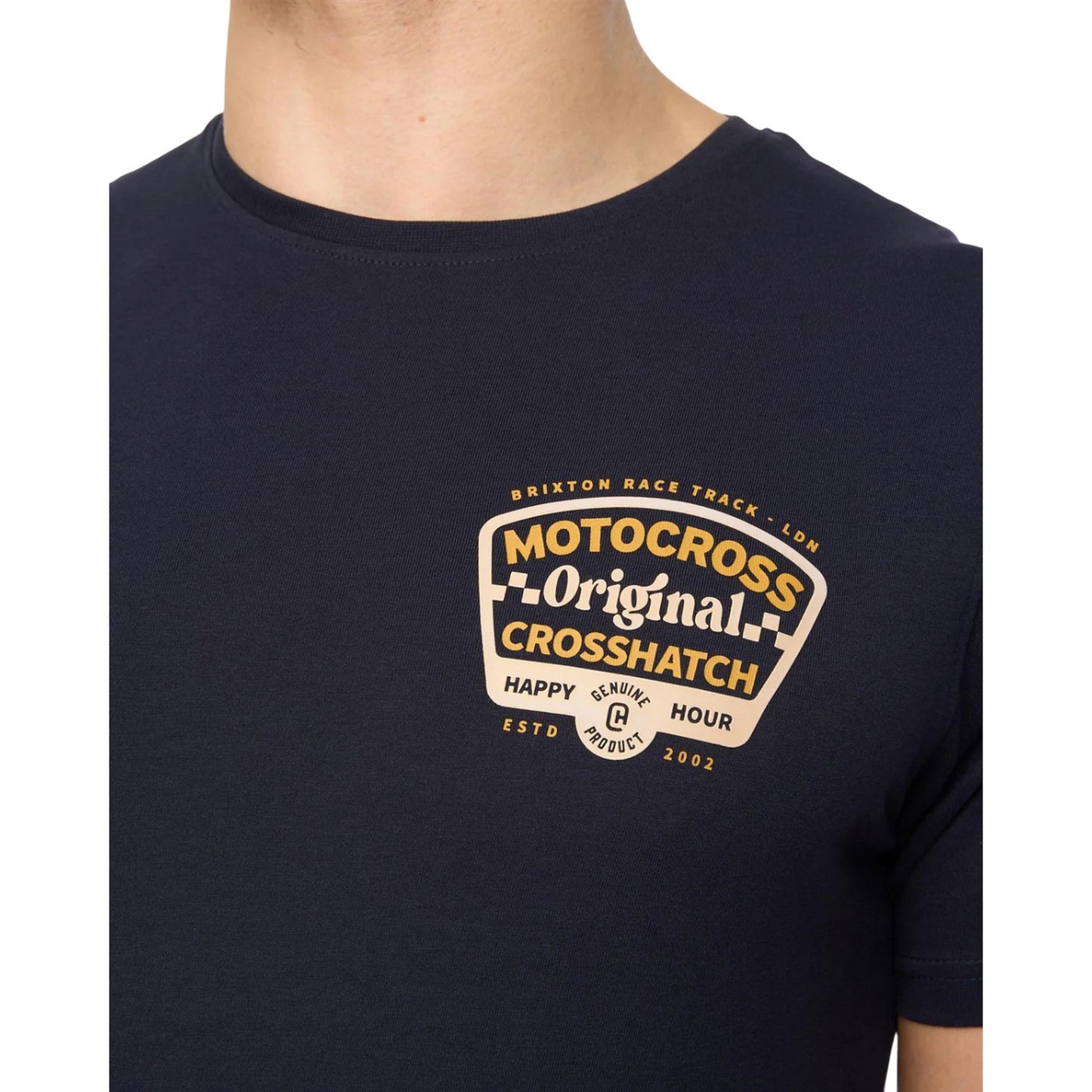 Navy - Side - Crosshatch Mens Motocross T-Shirt
