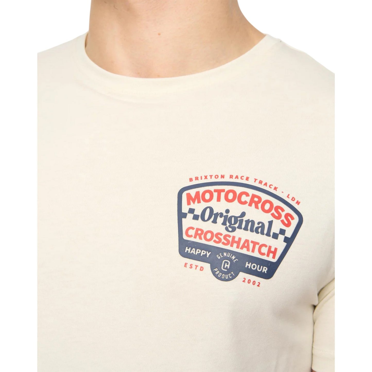 Off White - Side - Crosshatch Mens Motocross T-Shirt