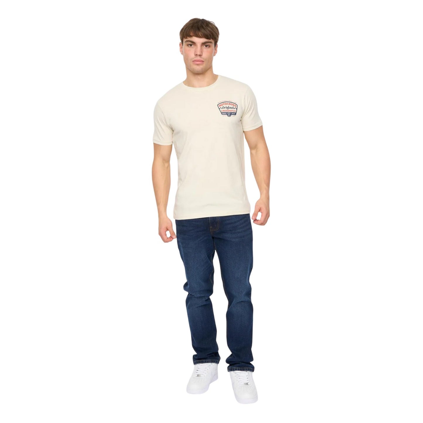 Off White - Pack Shot - Crosshatch Mens Motocross T-Shirt