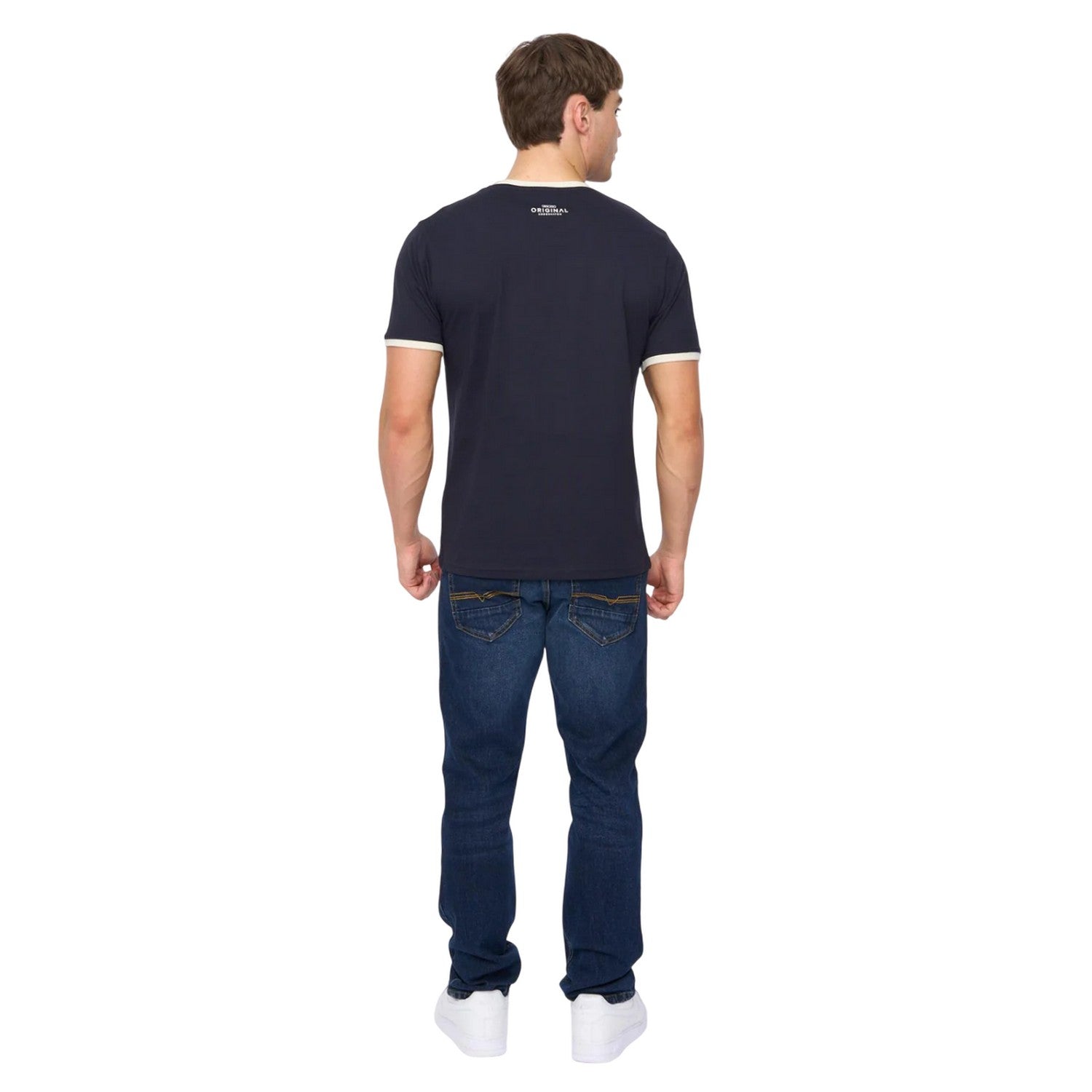 Navy - Back - Crosshatch Mens Lamtopi T-Shirt