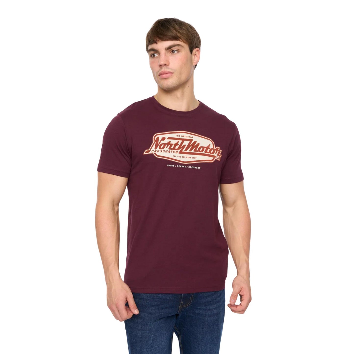 Rum Raisin - Lifestyle - Crosshatch Mens Hellmere T-Shirt