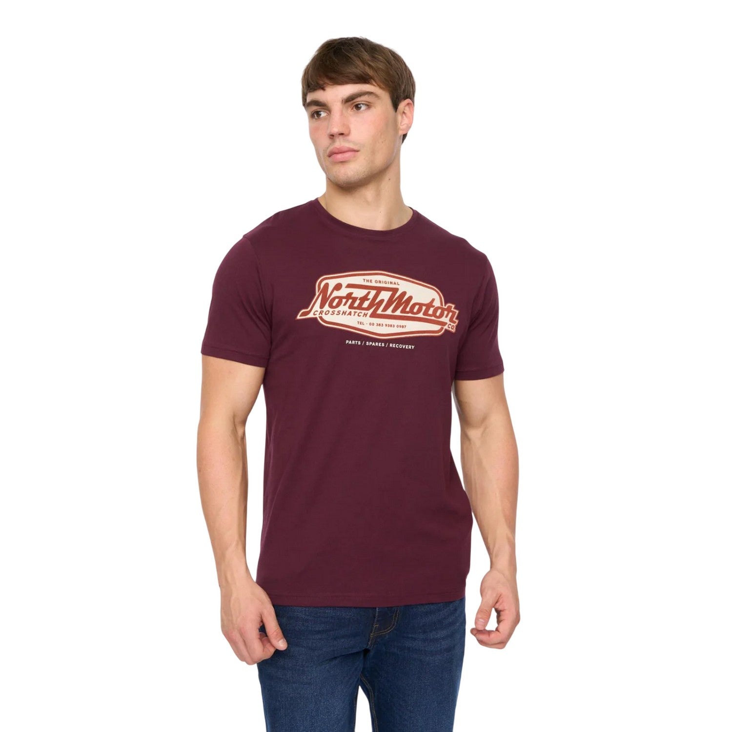 Rum Raisin - Lifestyle - Crosshatch Mens Hellmere T-Shirt