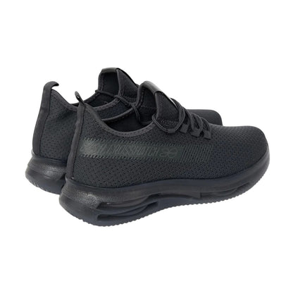 Grey - Back - Crosshatch Mens Matfen Flyknit Trainers