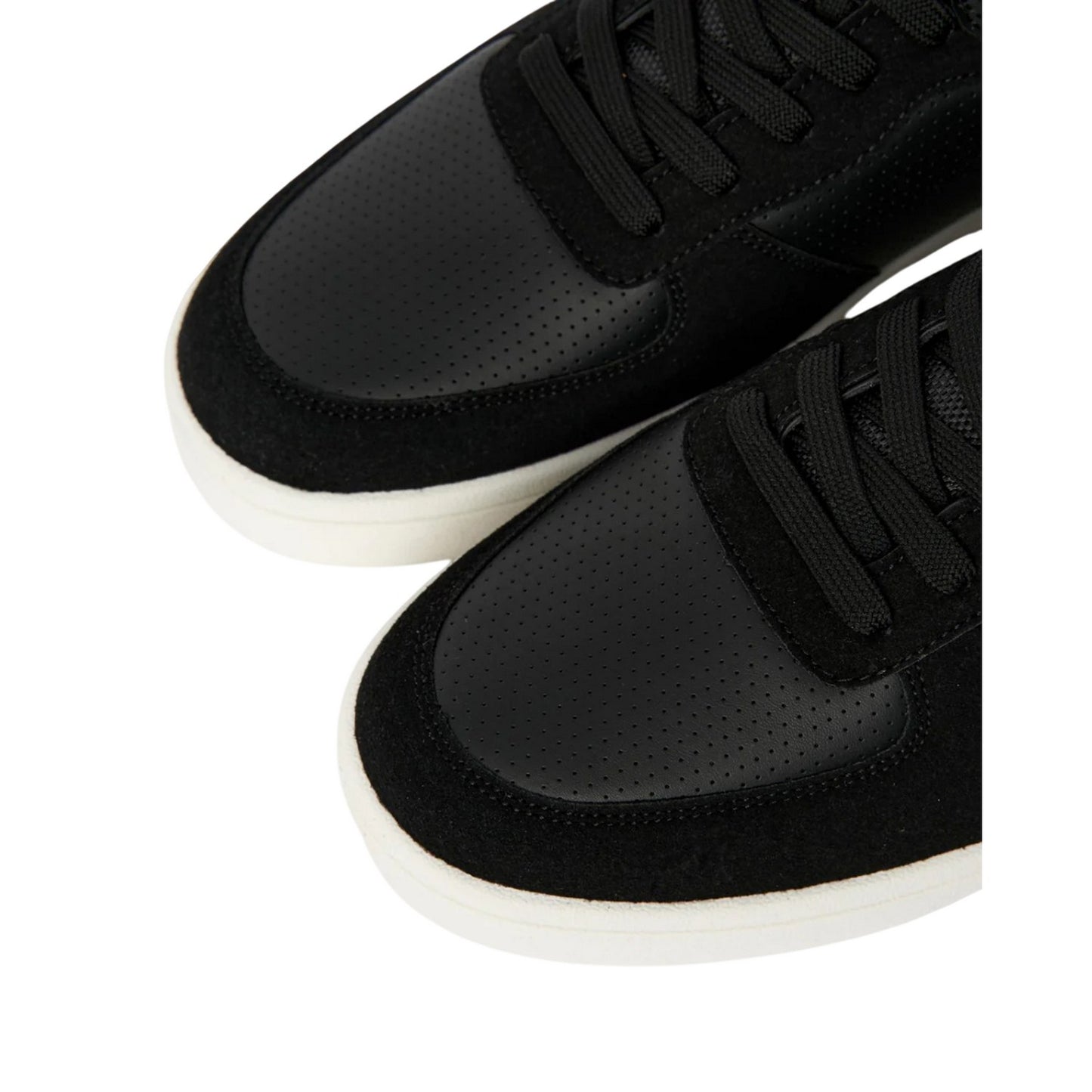 Black-White - Side - Crosshatch Mens Avelino V2 Suede Trainers