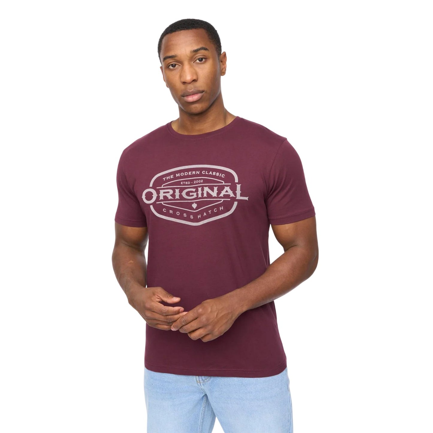 Rum Raisin - Front - Crosshatch Mens Traptons T-Shirt
