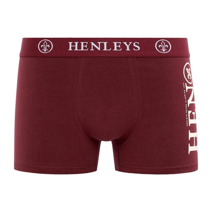Blue-Black-Maroon-Grey-Navy - Close up - Henleys Mens Kelmack2 Boxer Shorts (Pack of 5)