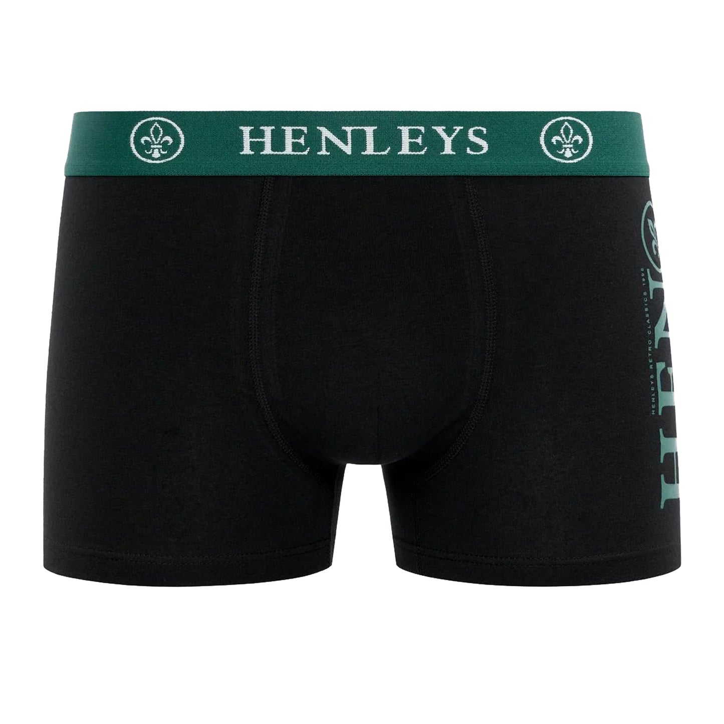 Black - Side - Henleys Mens Kelpar Boxer Shorts (Pack of 5)