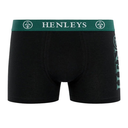 Black - Side - Henleys Mens Kelpar Boxer Shorts (Pack of 5)
