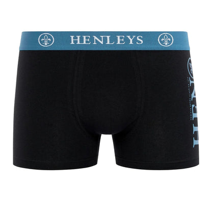 Black - Close up - Henleys Mens Kelpar Boxer Shorts (Pack of 5)