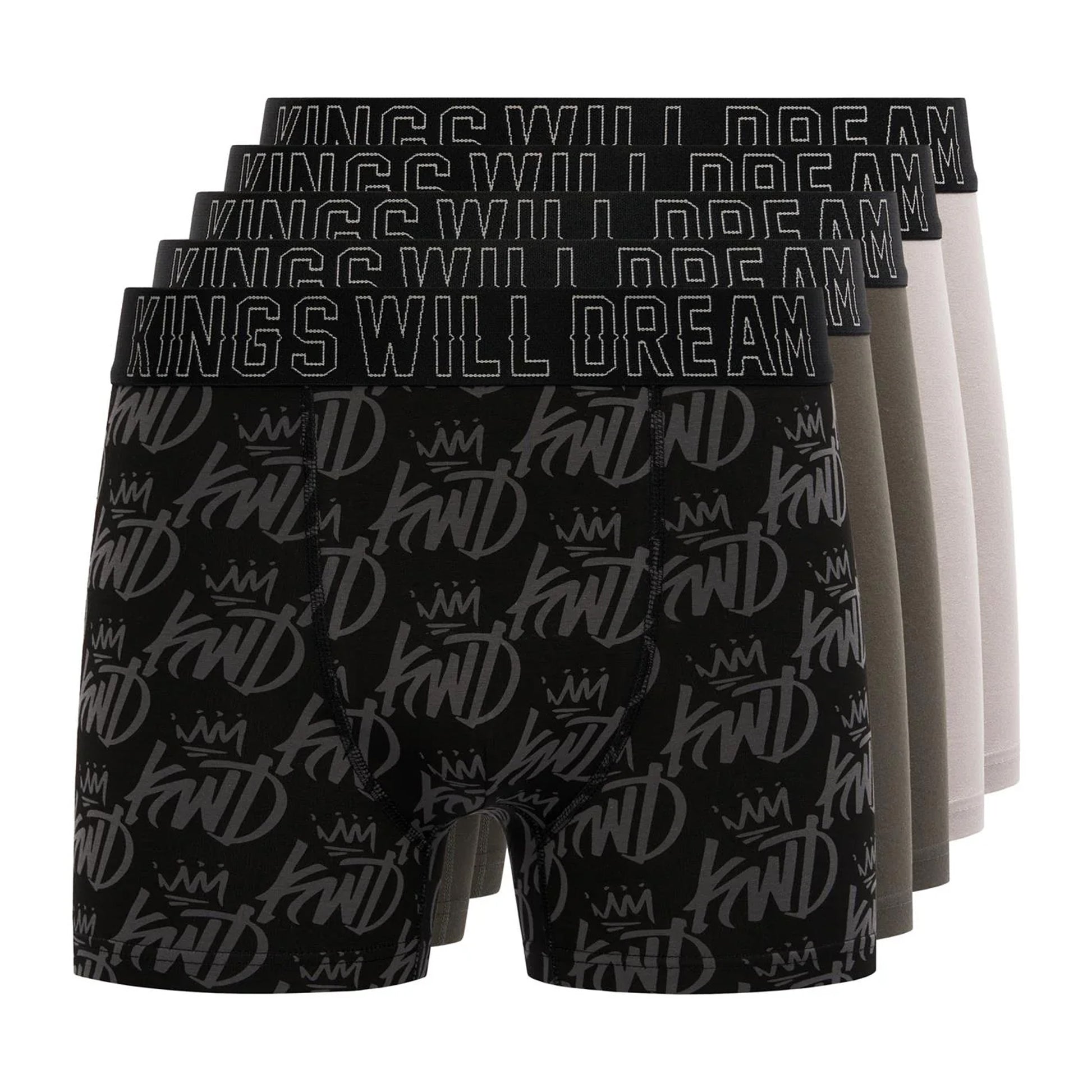 Multicoloured - Front - Kings Will Dream Mens Kingsported Boxer Shorts (Pack of 5)