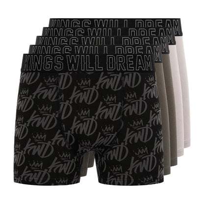 Multicoloured - Front - Kings Will Dream Mens Kingsported Boxer Shorts (Pack of 5)