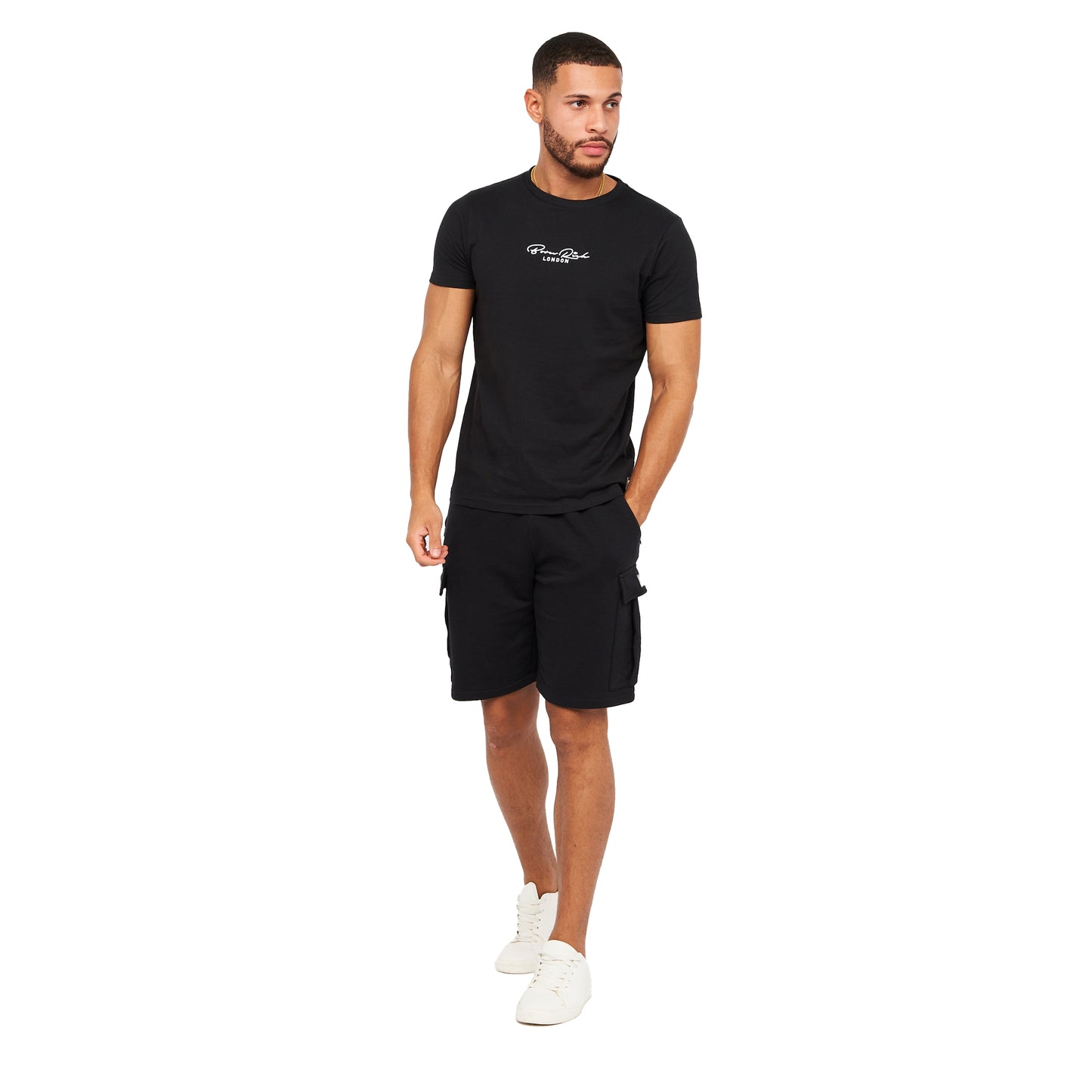 Black - Pack Shot - Born Rich Mens Aurelio Cargo Shorts