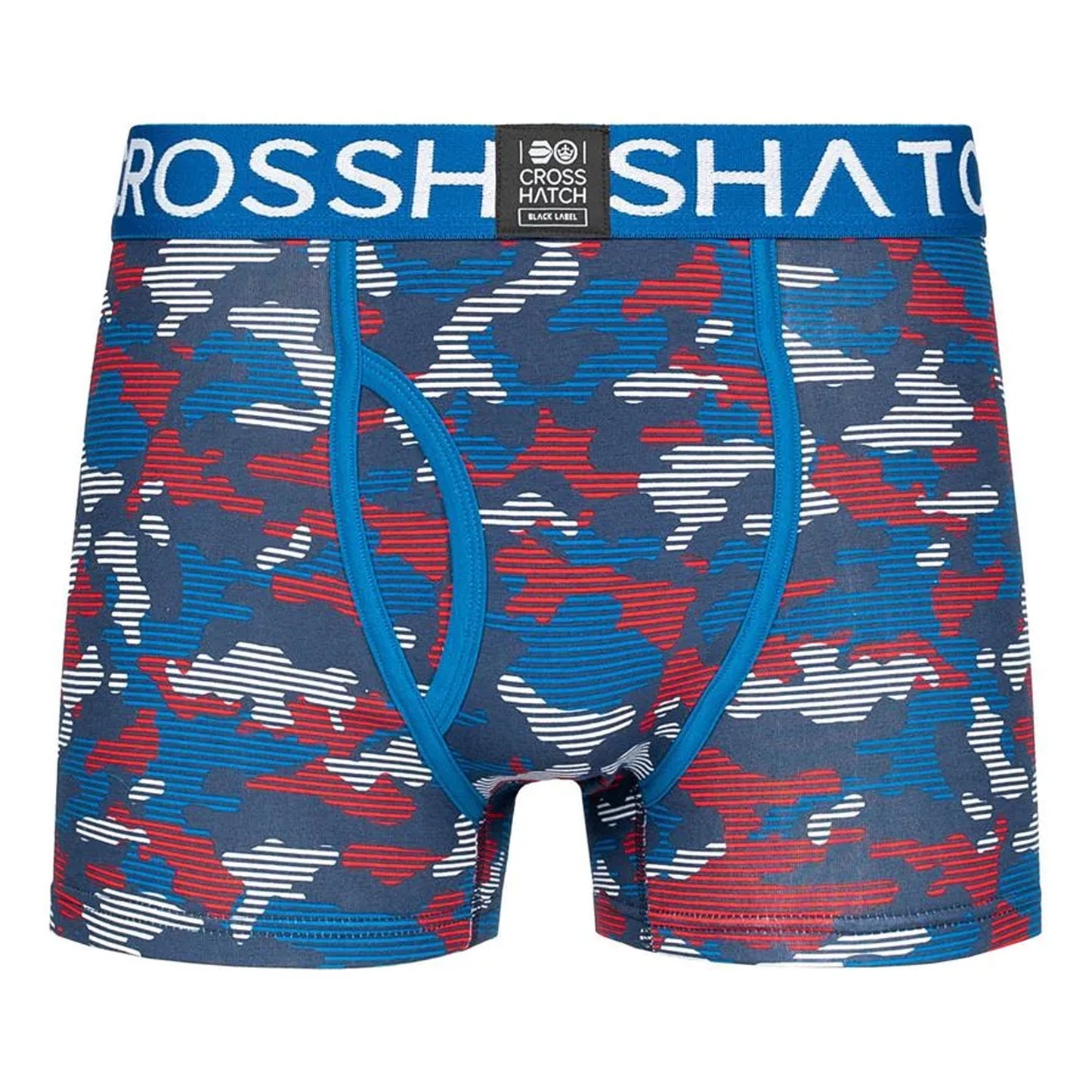 Blue - Side - Crosshatch Mens Linamo Open Fly Boxer Shorts