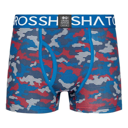 Blue - Side - Crosshatch Mens Linamo Open Fly Boxer Shorts