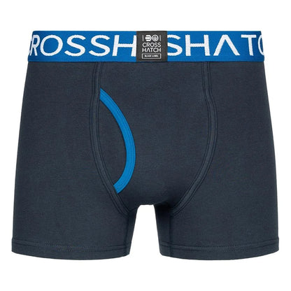 Blue - Lifestyle - Crosshatch Mens Linamo Open Fly Boxer Shorts