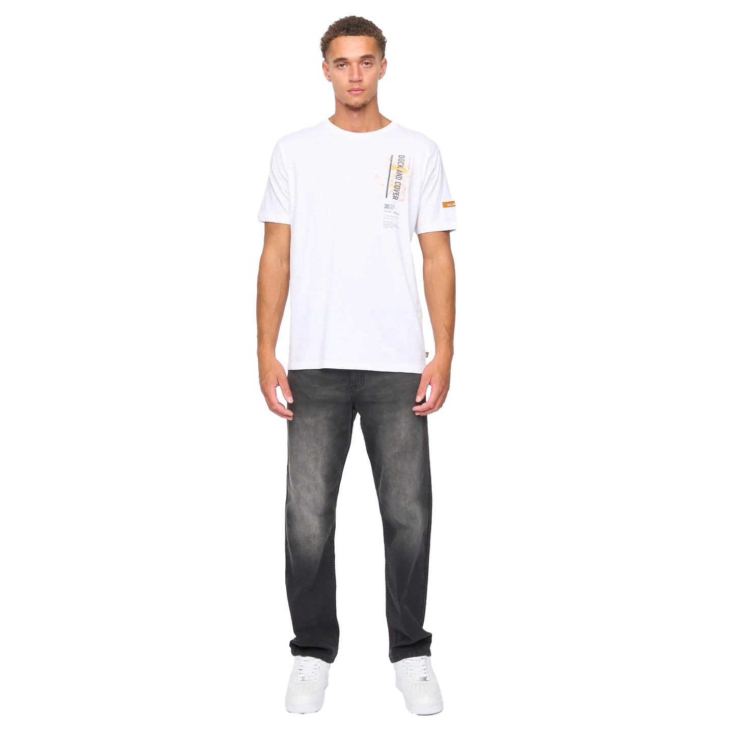 White - Pack Shot - Duck and Cover Mens Protonz T-Shirt