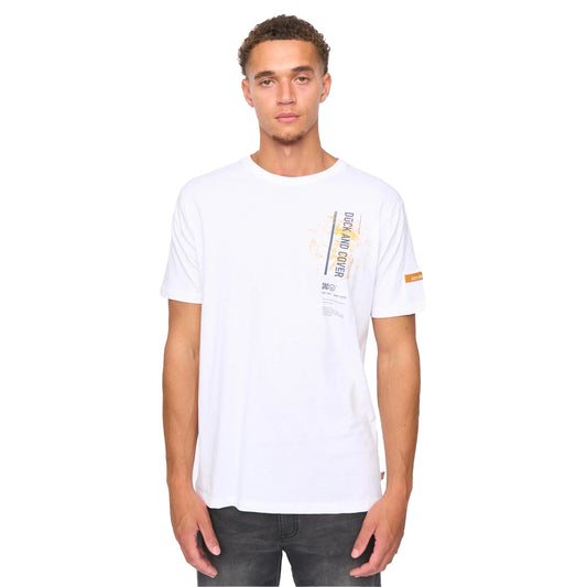 White - Front - Duck and Cover Mens Protonz T-Shirt