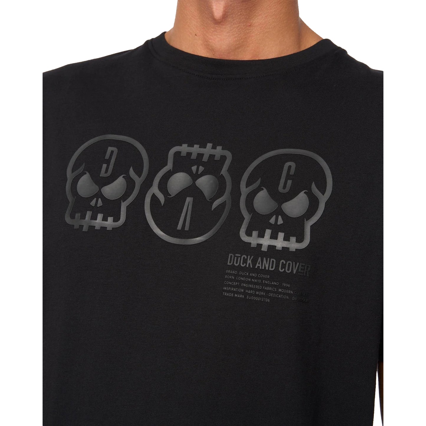 Black - Side - Duck and Cover Mens Deltamans T-Shirt