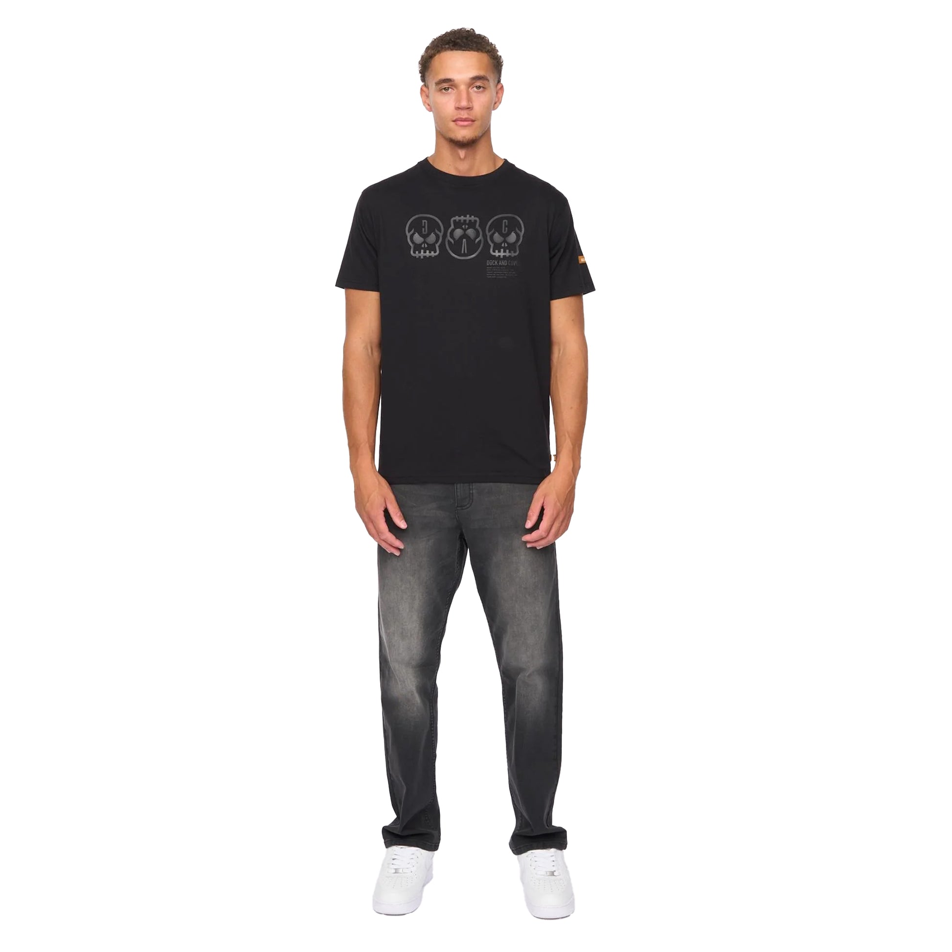 Black - Pack Shot - Duck and Cover Mens Deltamans T-Shirt