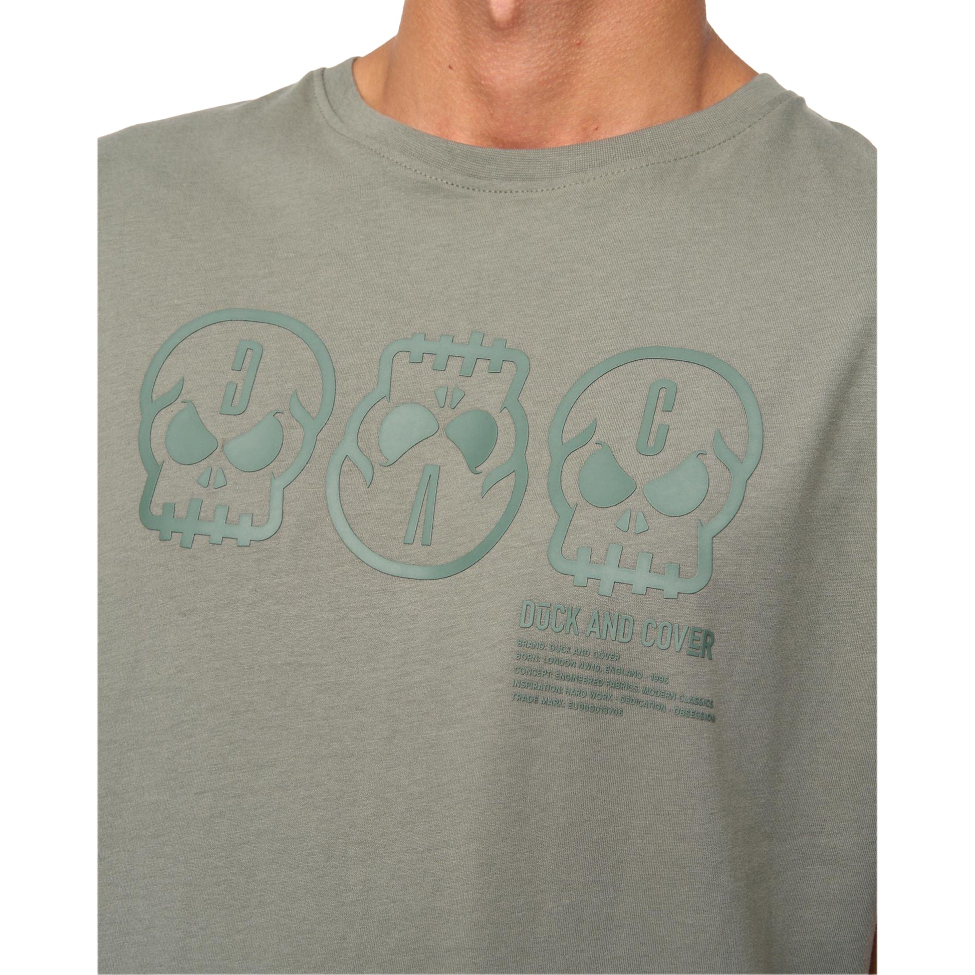 Dark Olive - Side - Duck and Cover Mens Deltamans T-Shirt