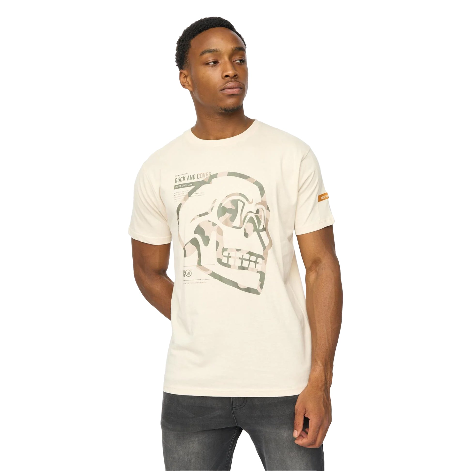 Off White - Side - Duck and Cover Mens Skullmatic T-Shirt