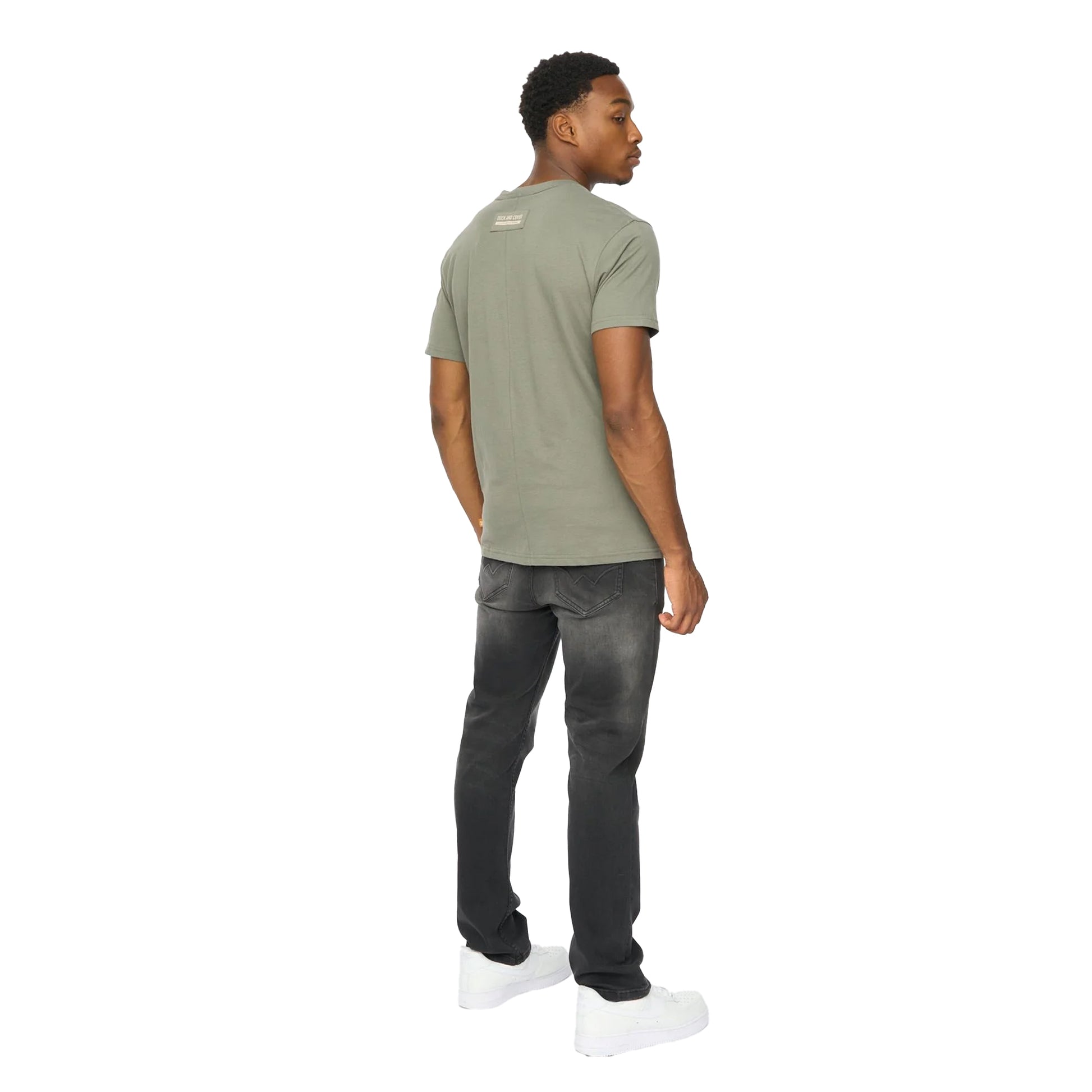 Dark Olive - Back - Duck and Cover Mens Skullmatic T-Shirt