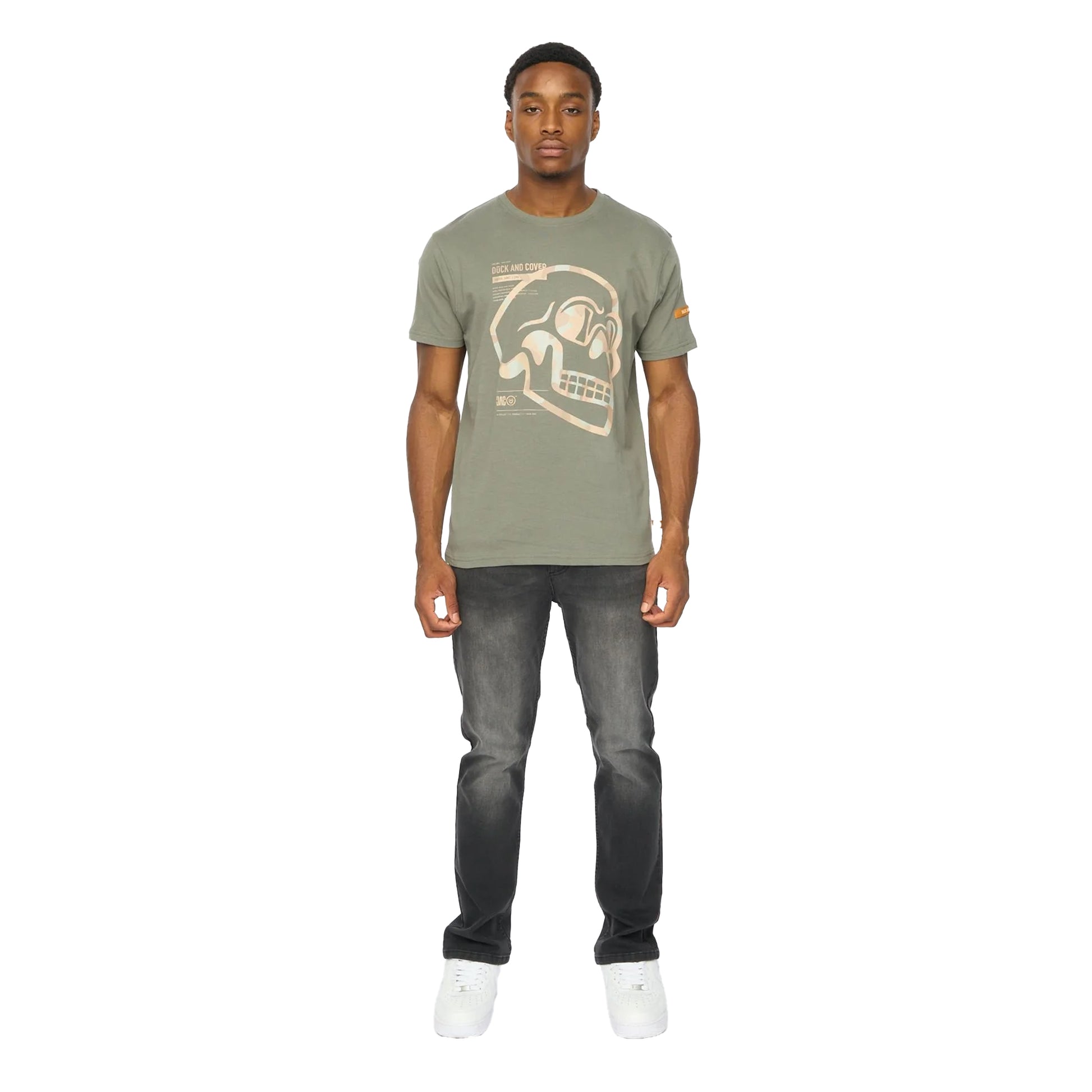 Dark Olive - Lifestyle - Duck and Cover Mens Skullmatic T-Shirt