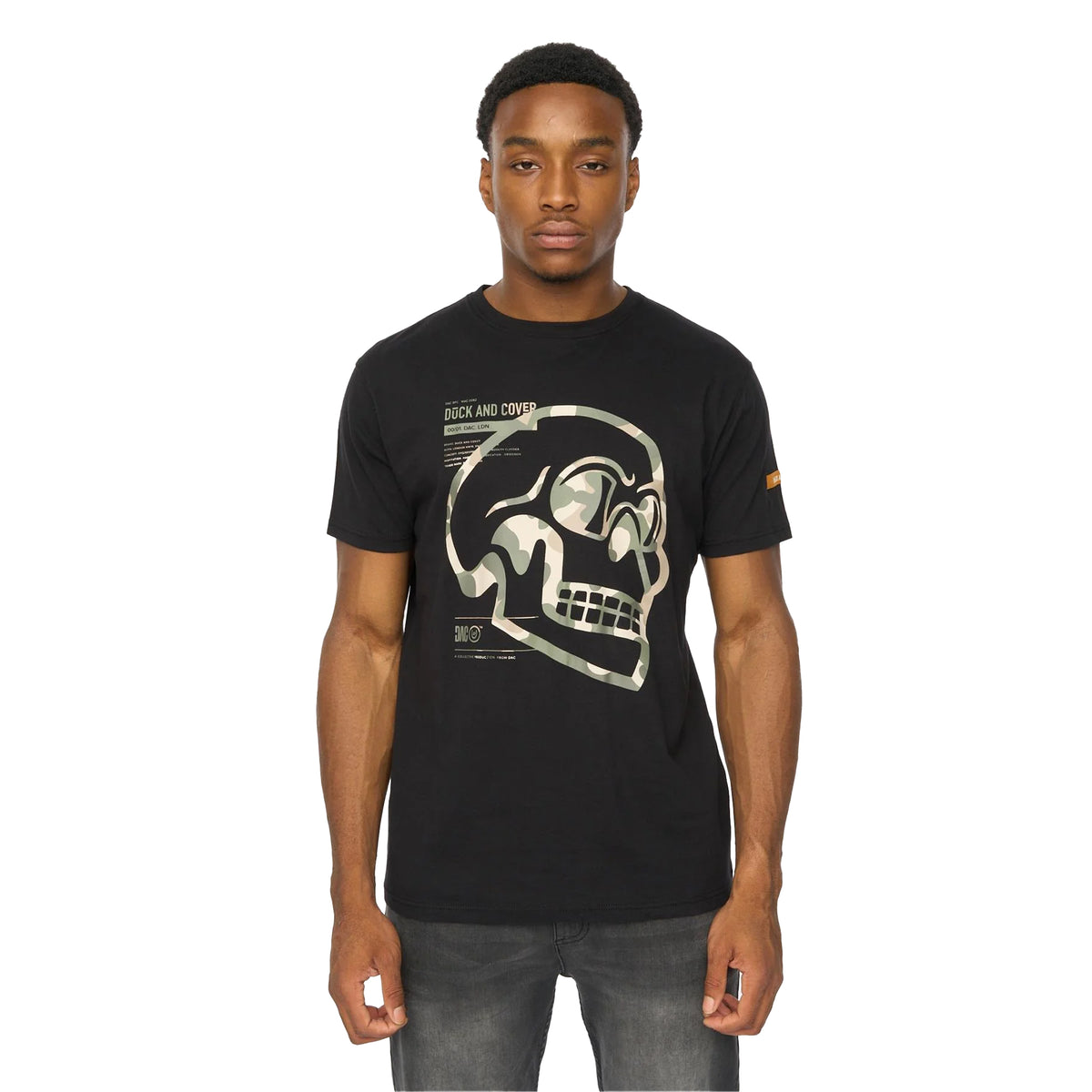 Black - Front - Duck and Cover Mens Skullmatic T-Shirt