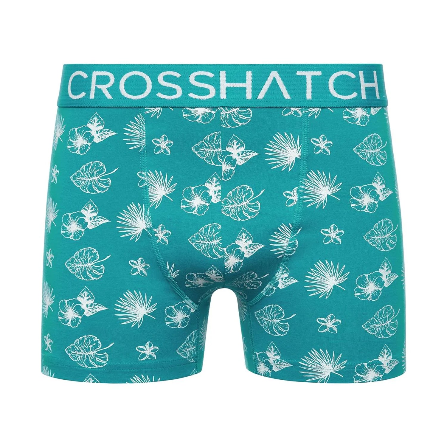Tropical Green - Side - Crosshatch Mens Hovland Boxer Shorts (Pack of 3)