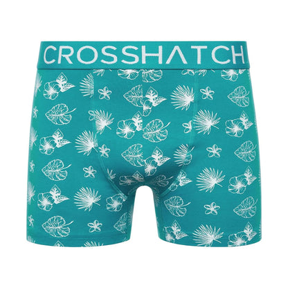 Tropical Green - Side - Crosshatch Mens Hovland Boxer Shorts (Pack of 3)