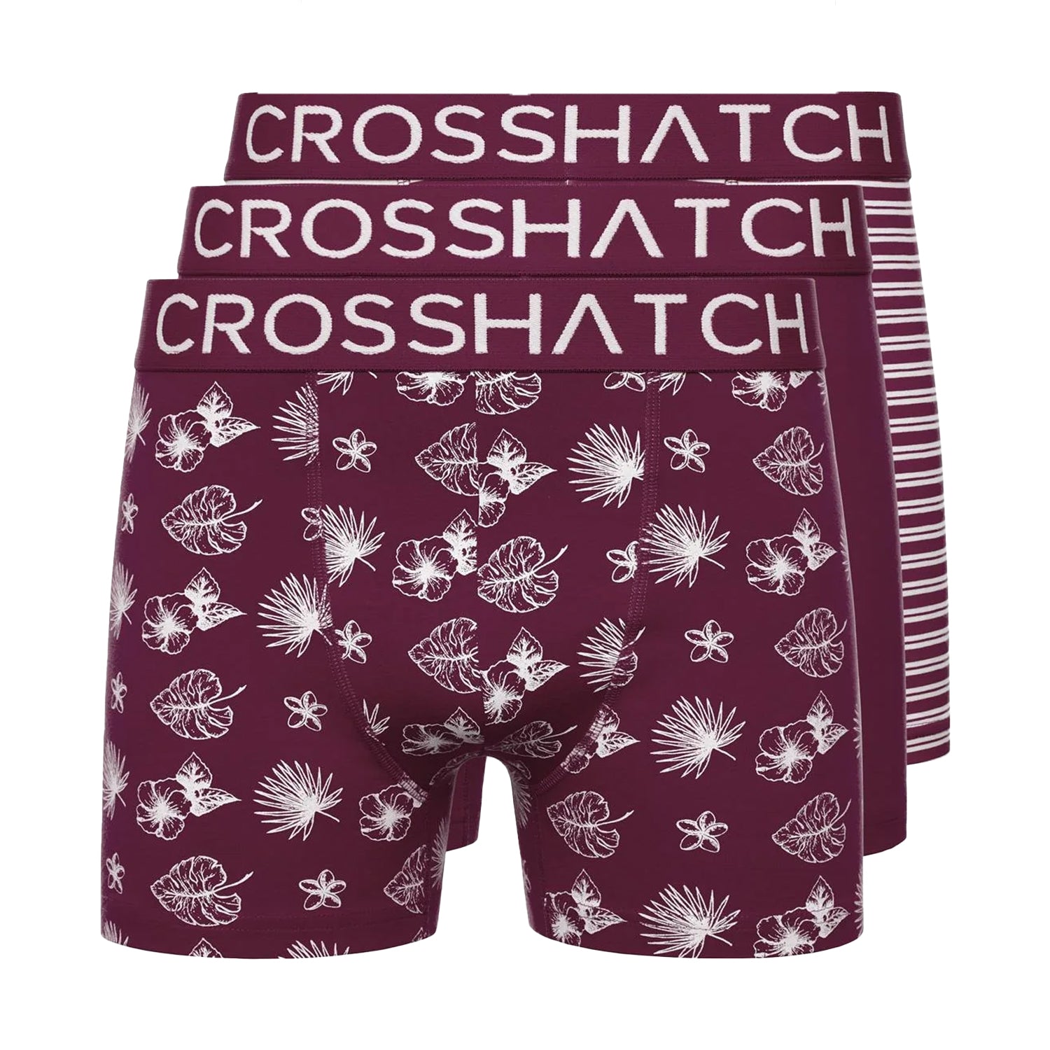 Prune - Front - Crosshatch Mens Hovland Boxer Shorts (Pack of 3)