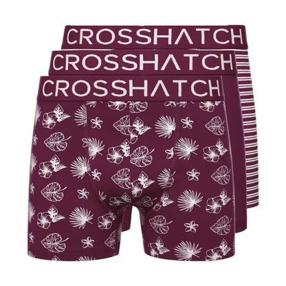 Prune - Front - Crosshatch Mens Hovland Boxer Shorts (Pack of 3)