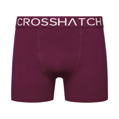 Prune - Side - Crosshatch Mens Hovland Boxer Shorts (Pack of 3)
