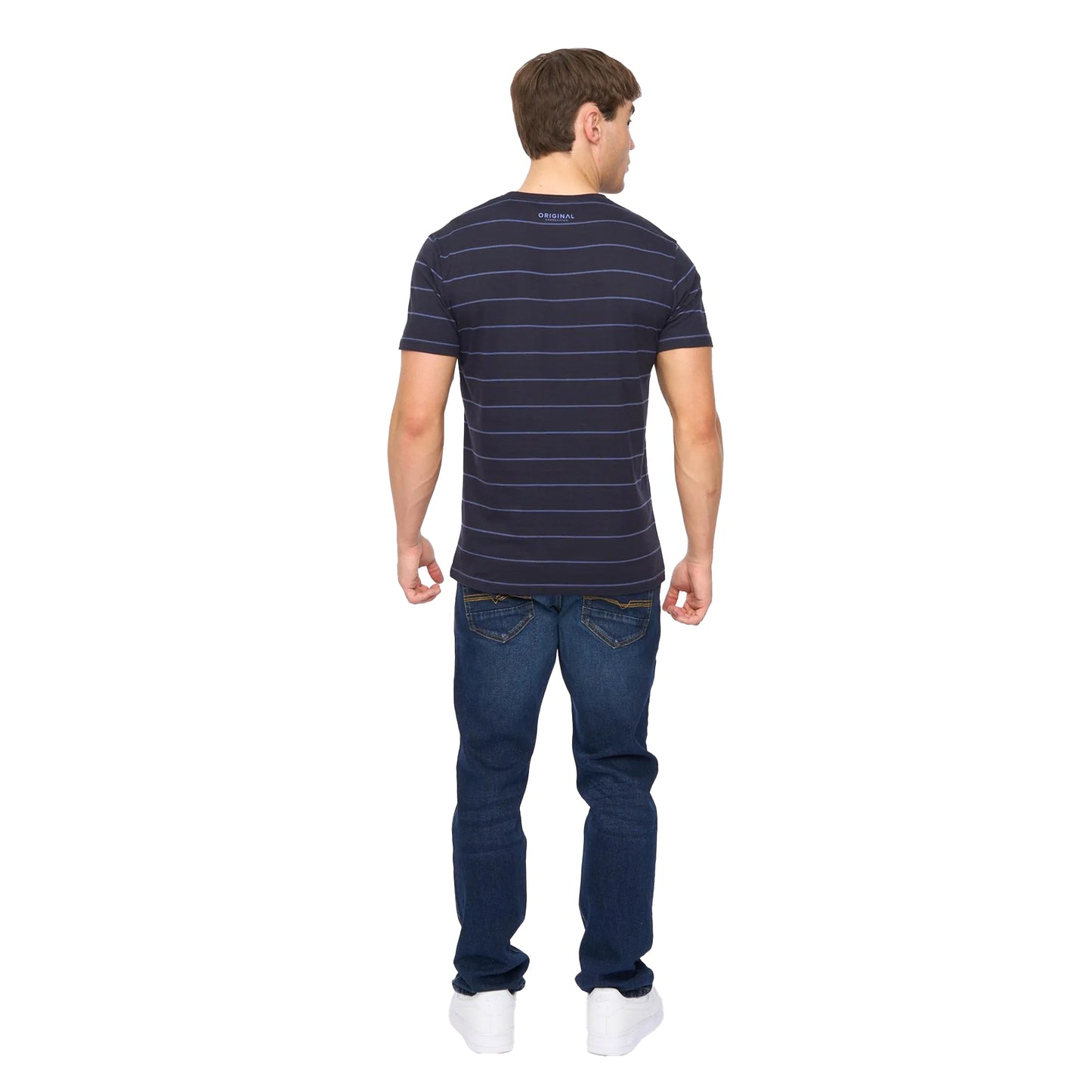 Navy - Back - Crosshatch Mens Hemtowns T-Shirt